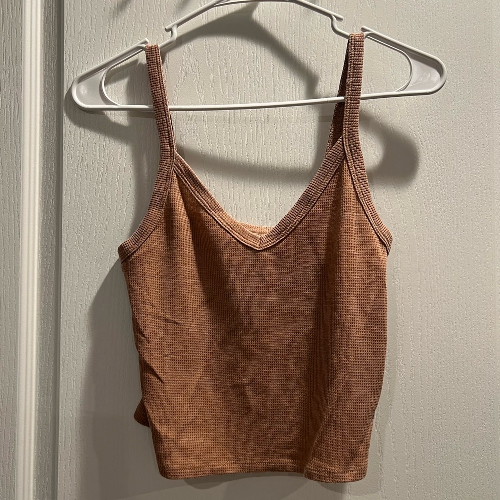 American Eagle Outfitters Tan Waffle Knit Top